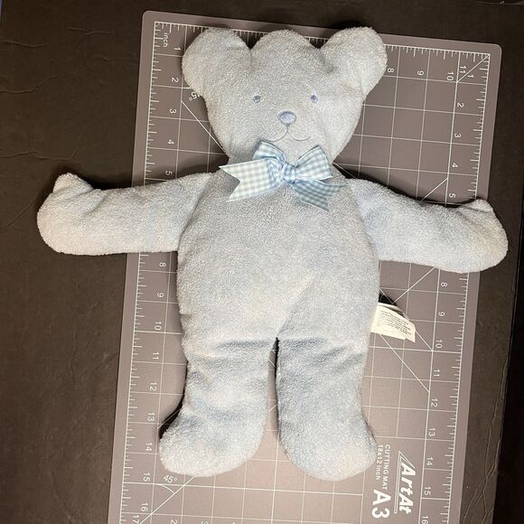 North American Bear Co Pancake Bear #3538 Flat Pastel Blue Plush Terry Lovey 14" - Picture 2 of 12